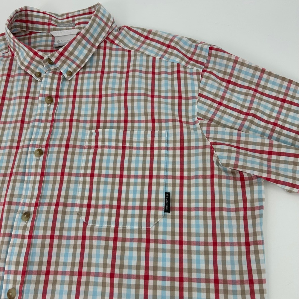 Columbia Mens Plaid Short Sleeve Button Down Shirt XL AM9132 Regular Fit - Picture 9 of 9